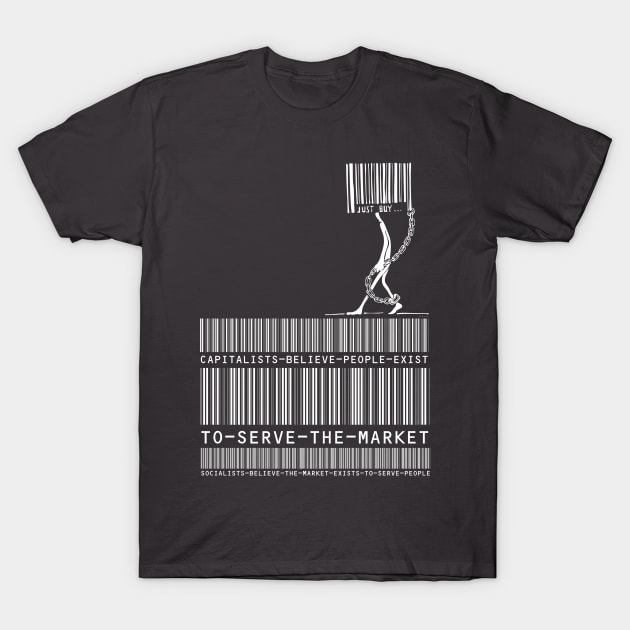 Capitalism Versus Socialism Barcode White T-Shirt by chilangopride